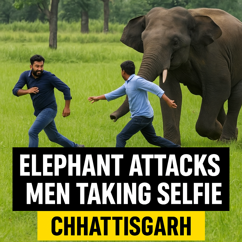 जंगली हाथी द्वारा सेल्फी ले रहे युवकों पर हमला – प्रतापपुर छत्तीसगढ़